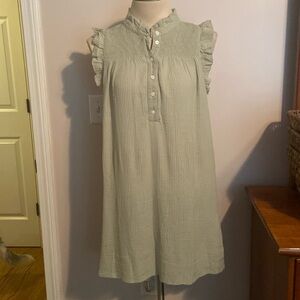 J. Crew Light Green Ruffle Sleeve Dress